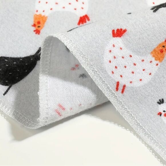 SET OF 6 REUSABLE “PAPER” COTTON TOWELS SUSTAINABLE FARMHOUSE STYLE CHICKENS - Picture 5 of 6